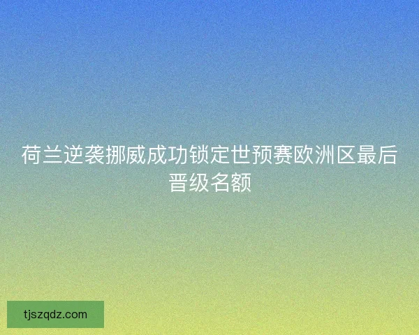 荷兰逆袭挪威成功锁定世预赛欧洲区最后晋级名额