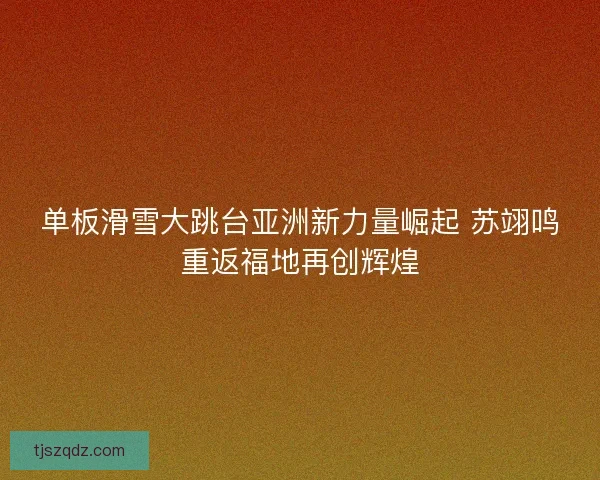 单板滑雪大跳台亚洲新力量崛起 苏翊鸣重返福地再创辉煌