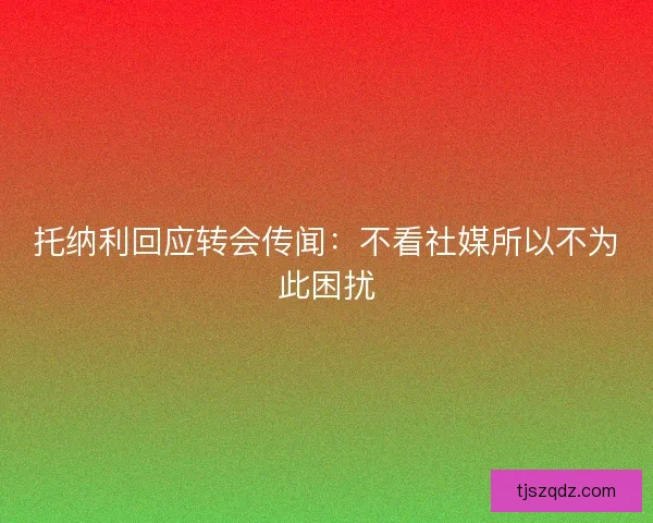 托纳利回应转会传闻：不看社媒所以不为此困扰