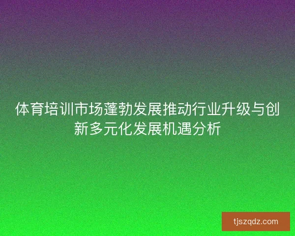 体育培训市场蓬勃发展推动行业升级与创新多元化发展机遇分析 体育培训市场蓬勃发展推动行业升级与创新多元化发展机遇分析